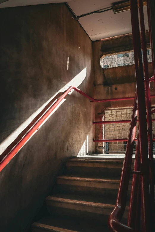 some brown steps leading up a hill in a building