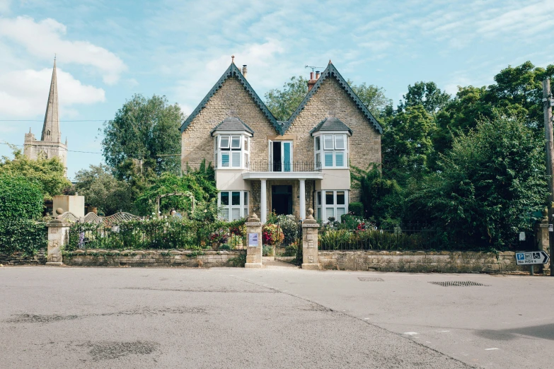 the parking lot in front of the houses