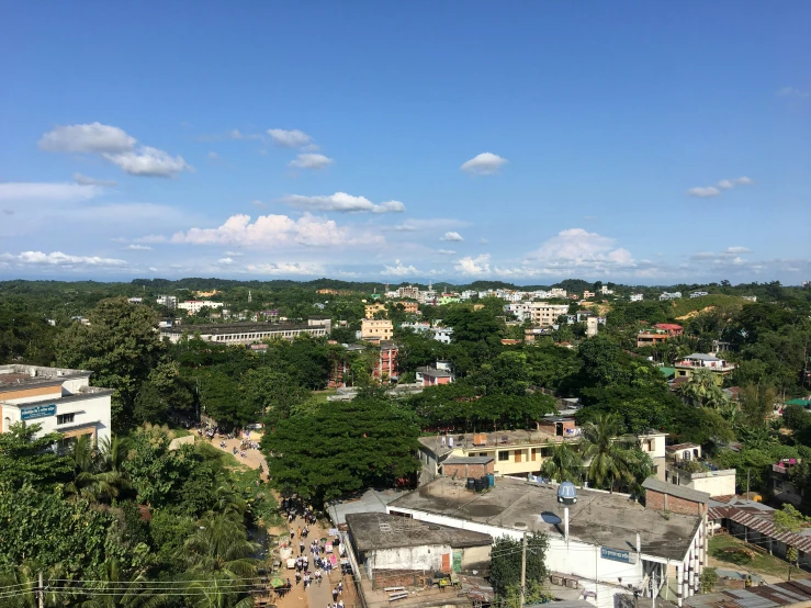 a picture from a rooftop that shows a small town