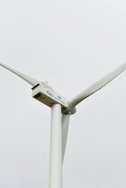 the front end of a wind turbine with a computer attached