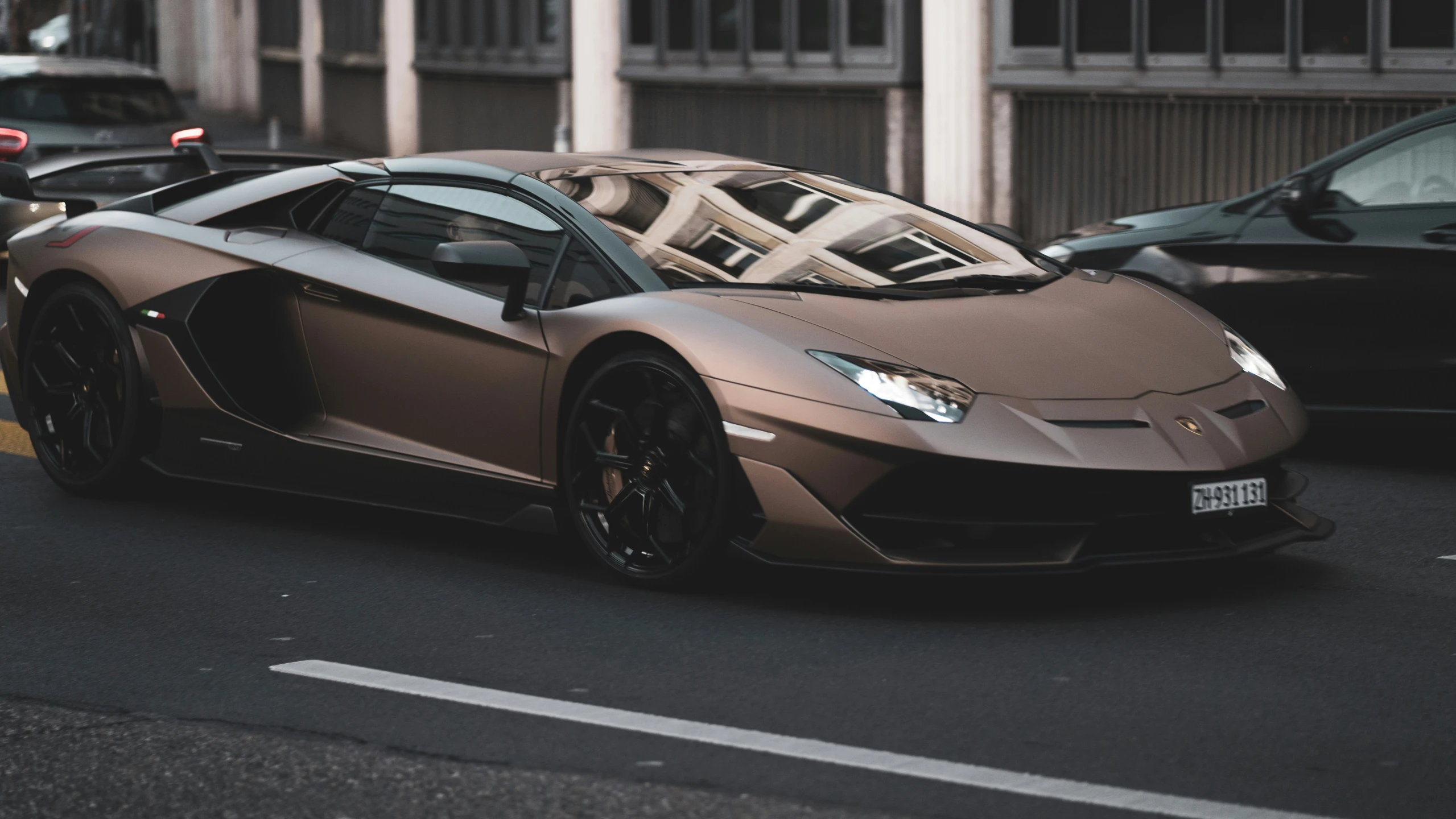 a car that is parked on a city street