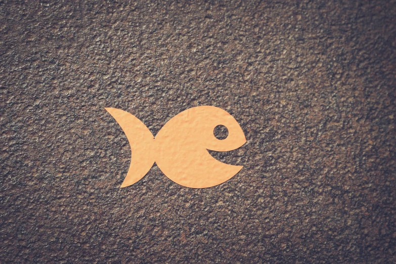 a small yellow fish on a gray surface