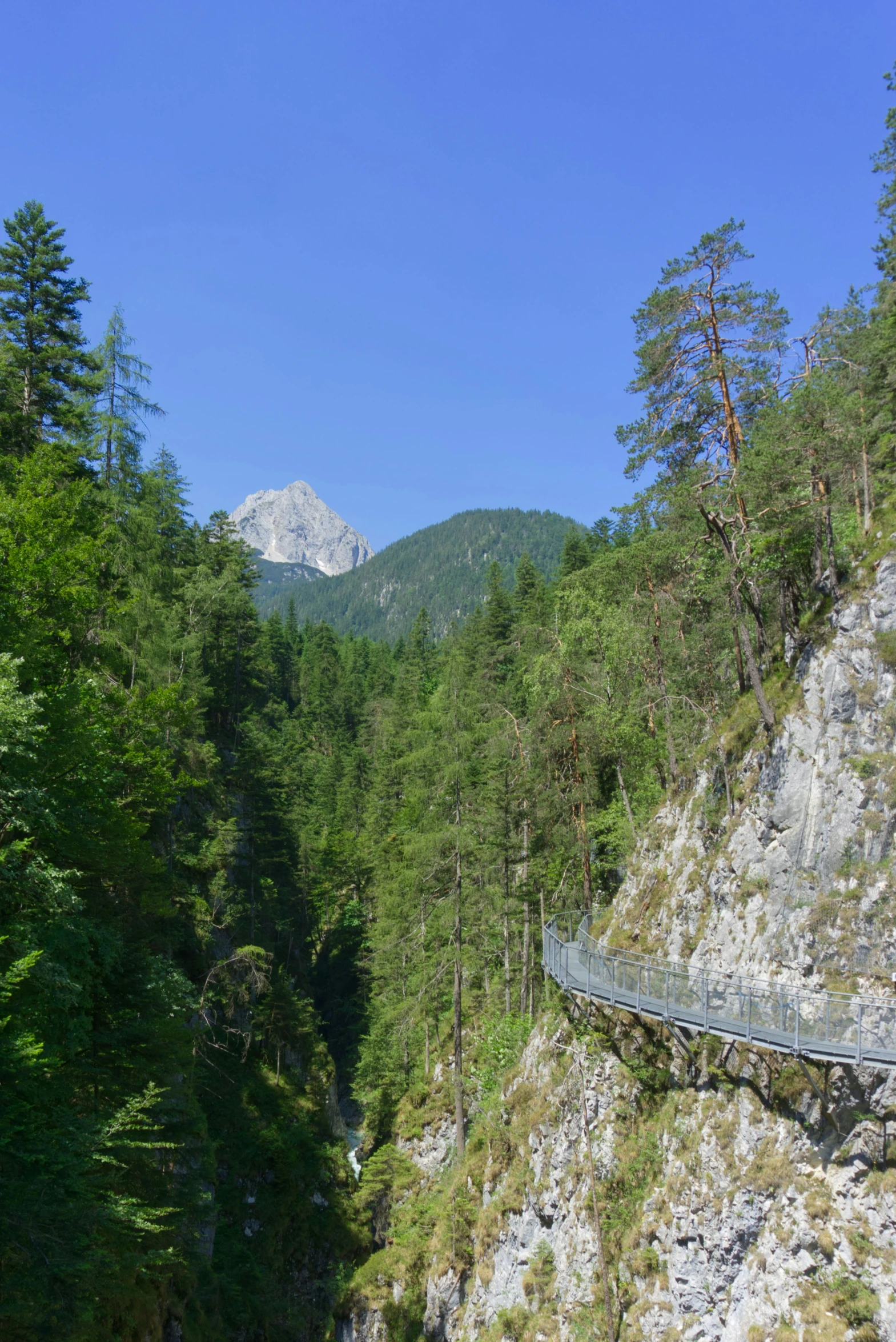 this is a narrow road leading through some mountains