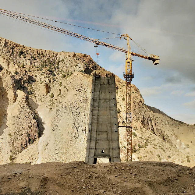 a construction site on the edge of a cliff