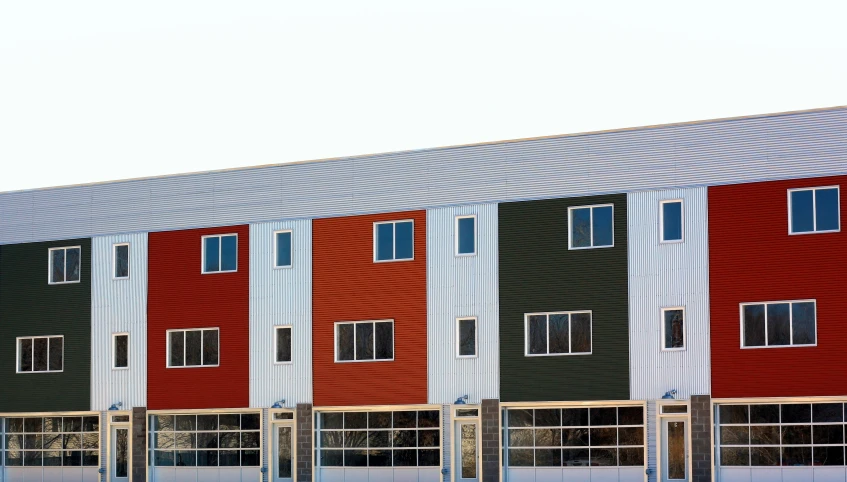 multi - colored apartment building at an urban area