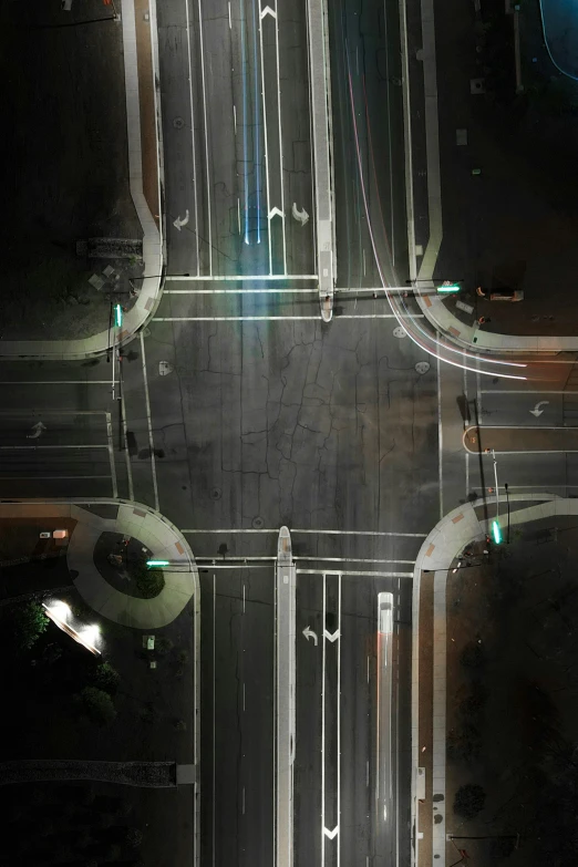 an aerial view of traffic on the interstate at night