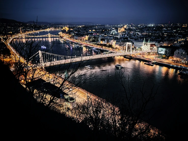 a scenic view of the city at night