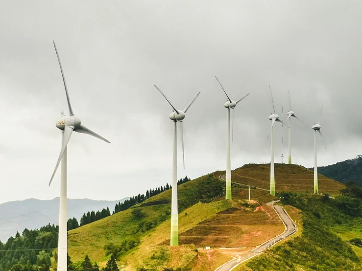 there are several wind generators on the hill