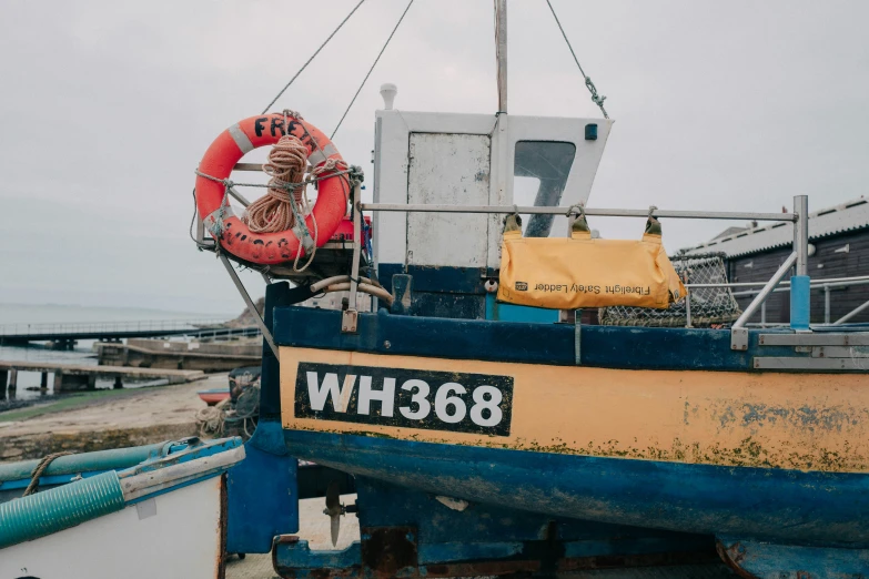 the boat has two life jackets on it