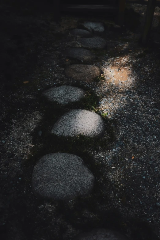 the stone path of the park is dark and dirty