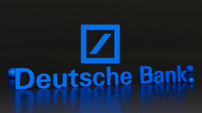 a logo in blue on the dark background