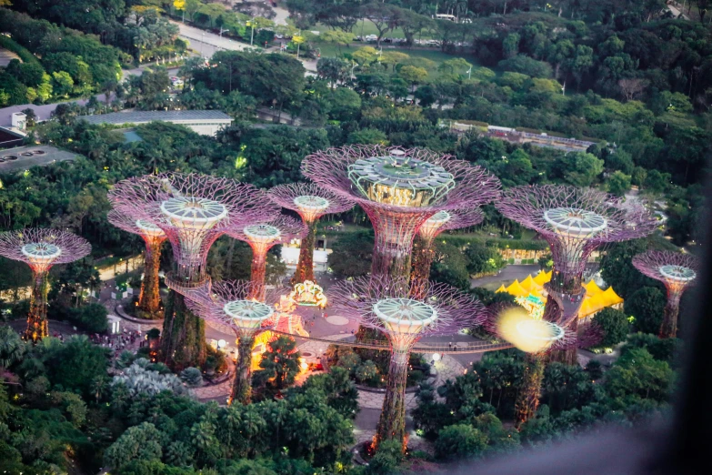 a view from an airplane looking at a giant park