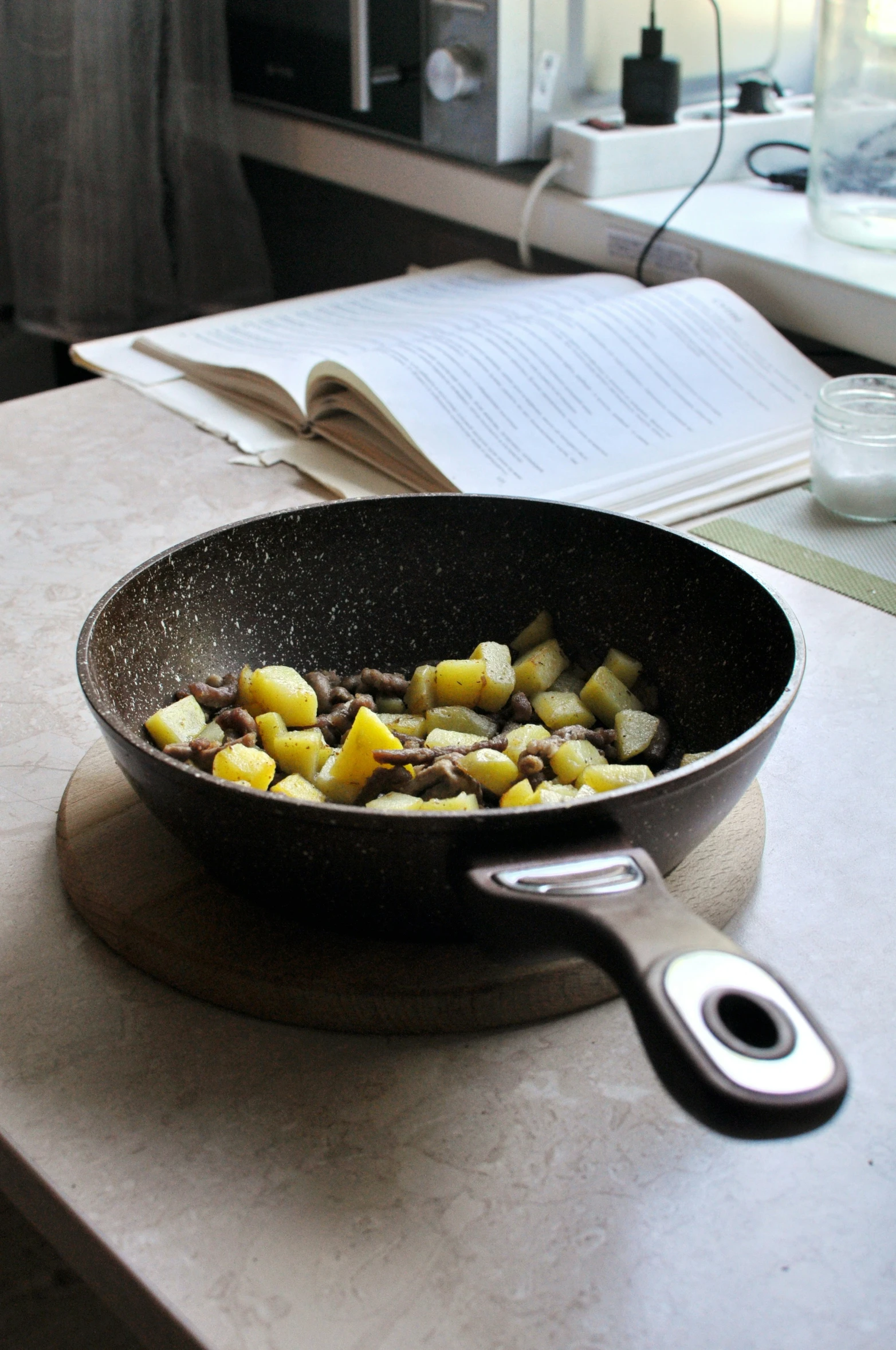 this is a pan of food with some bread in it