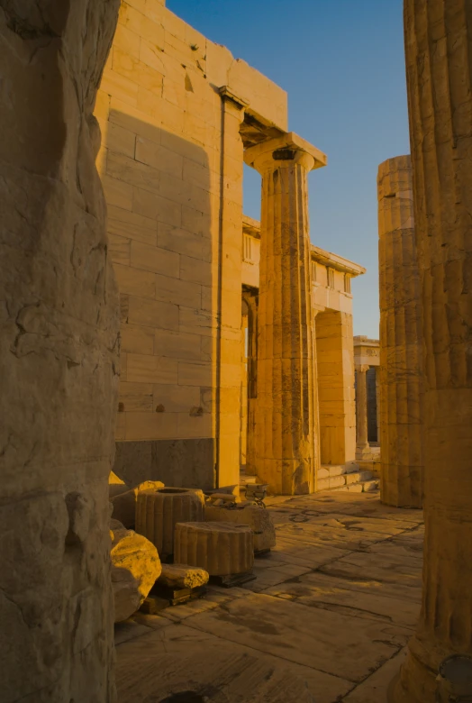 stone pillars and walls in an ancient city