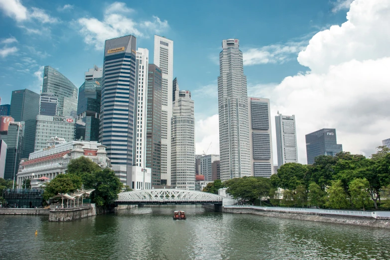 a river in front of a large city