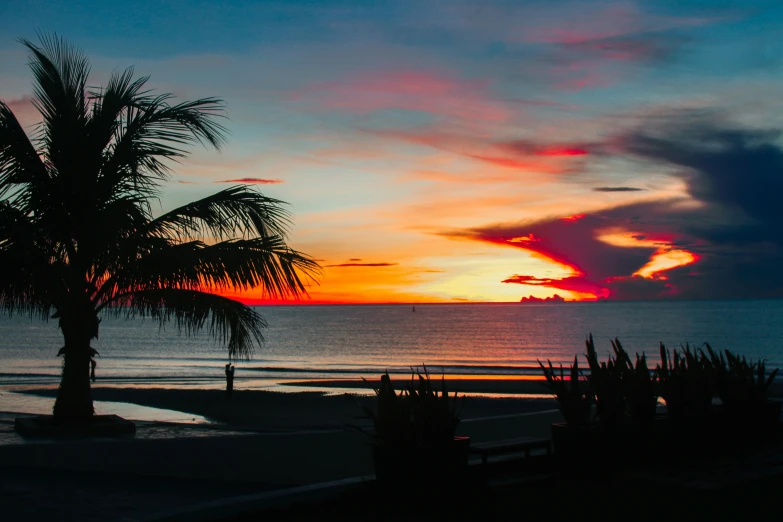 this is an incredible view of a sunset over the water