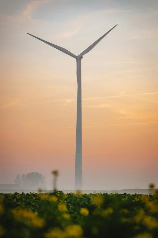 an industrial wind turbine is pictured in the distance