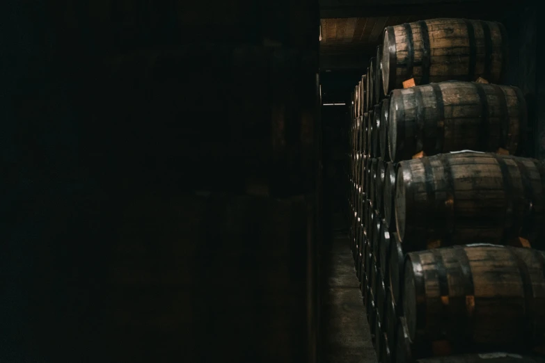 a shelf of some kind of barrels in a room