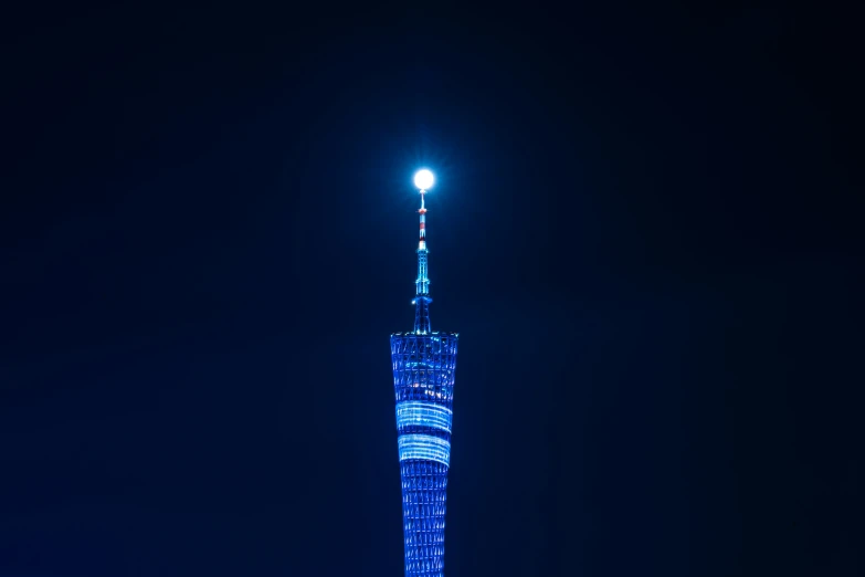 this is a tall tower lit up at night