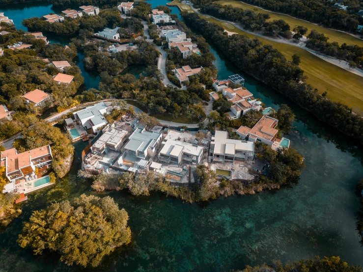 this is an aerial view of a resort property in florida