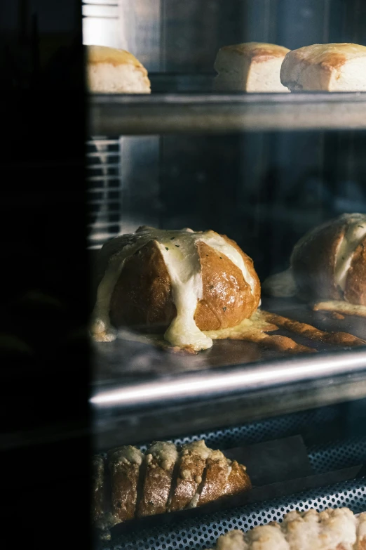 a baking rack full of various baked goods