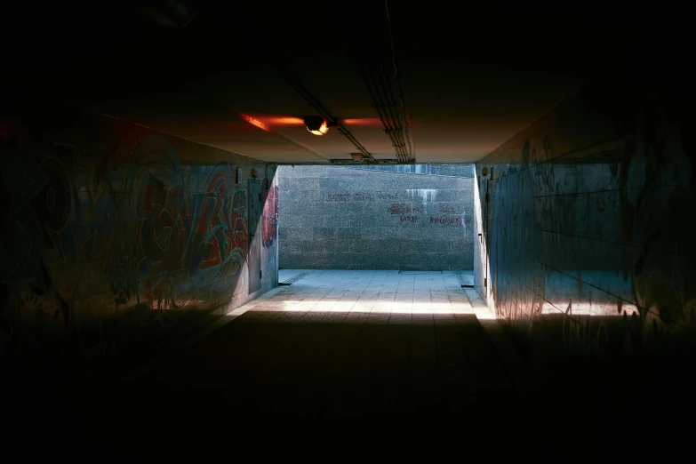 dark hallway in the darkness with no people in it