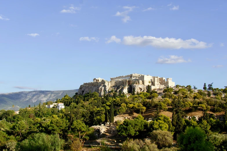 the ancient building on the side of the hill