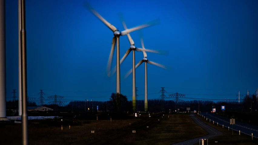 a large wind farm and two wind generators