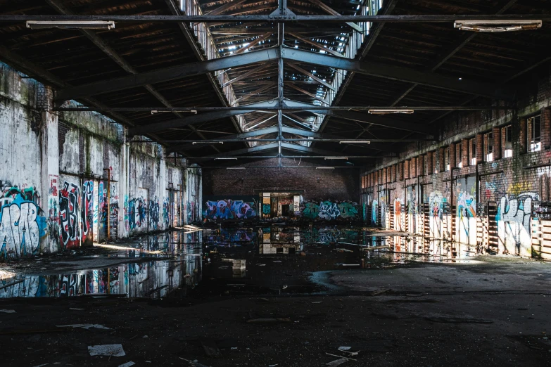 a picture that is taken in a warehouse