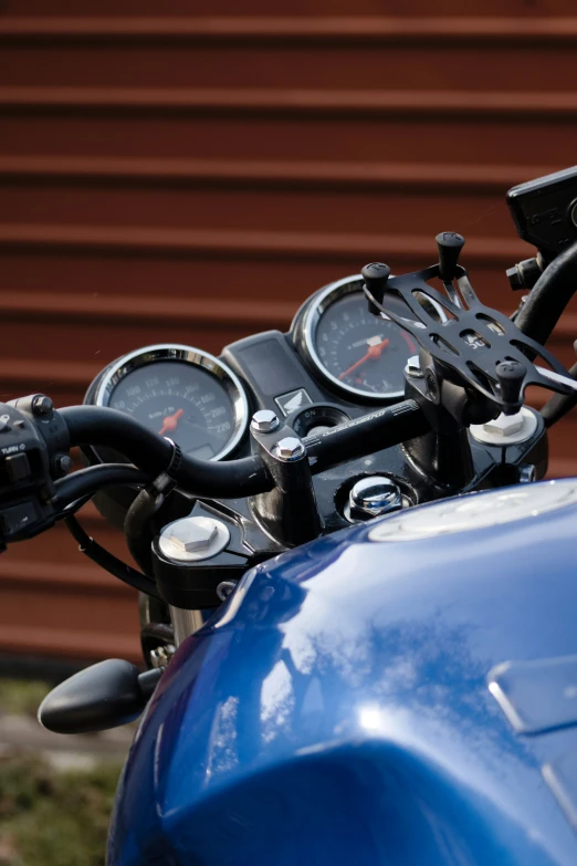 a motorcycle with gauges showing at the front