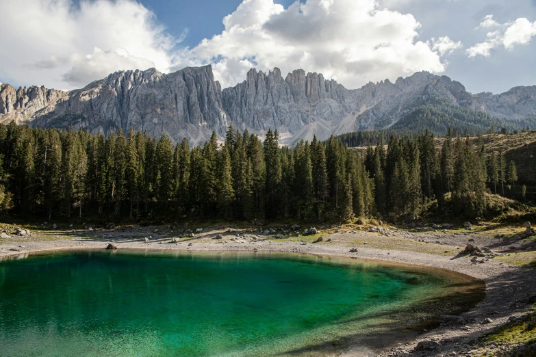 there is a large body of water near a mountain