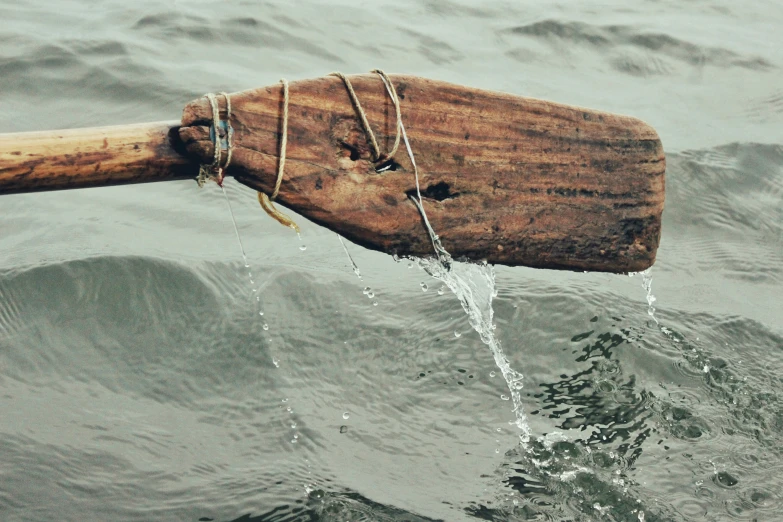 a wooden object sticking out of the water