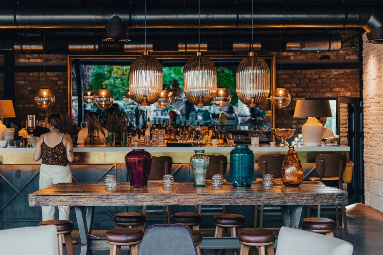 a bar topped with a marble counter top