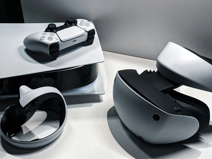 two virtual - looking devices sit next to each other on a table