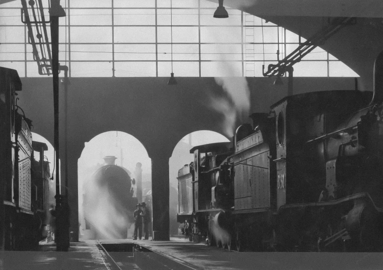 black and white pograph of an underground railway station