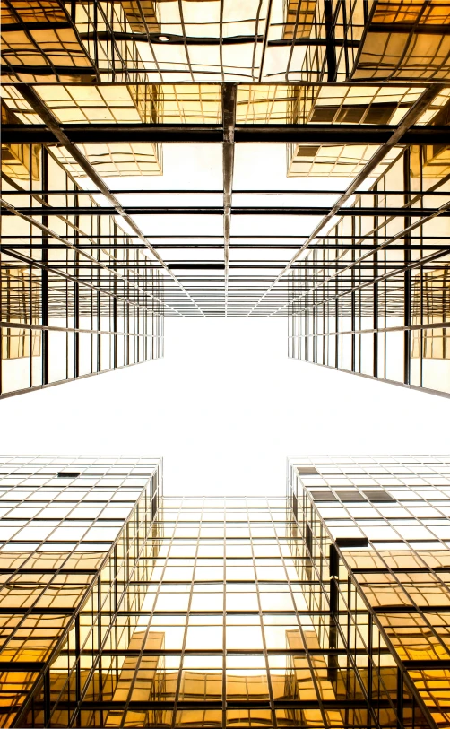 a view from the inside of a building looking down