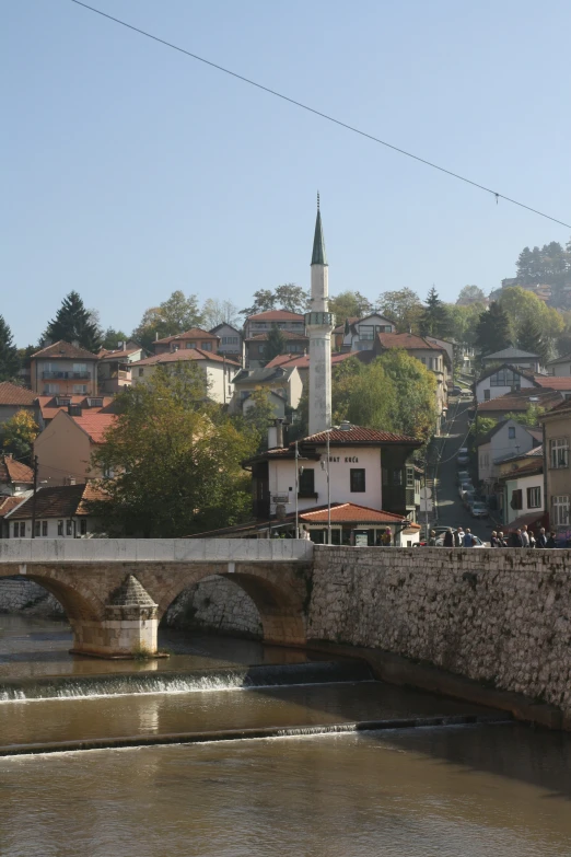 a bridge over a small body of water