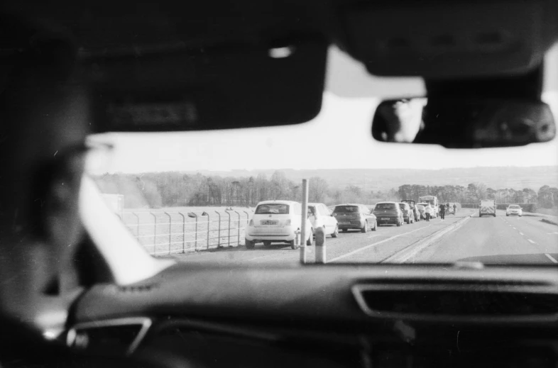 a rear view mirror on the back seat of a car