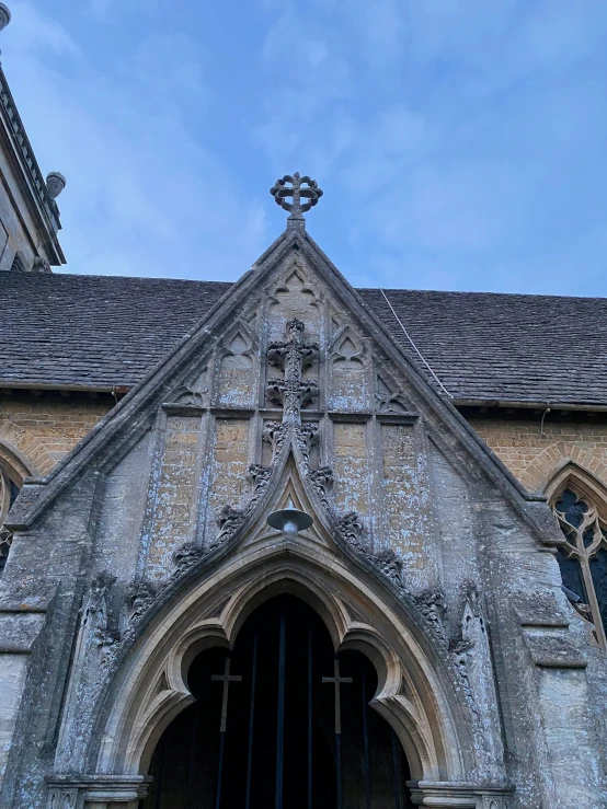 the gothic church has cross windows and spires