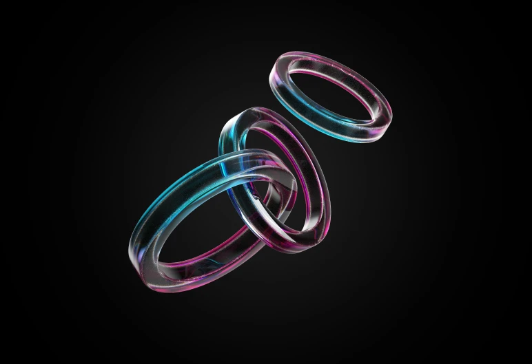 the abstract rings on a black background