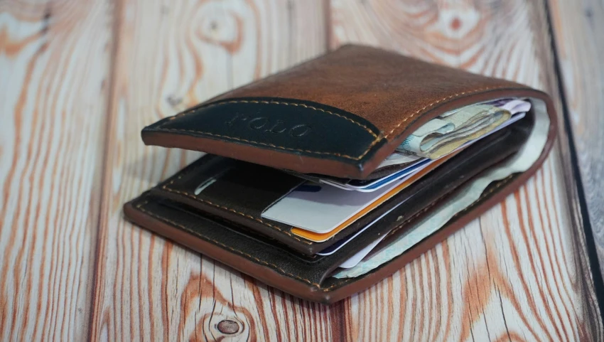 a wallet sitting open on a table