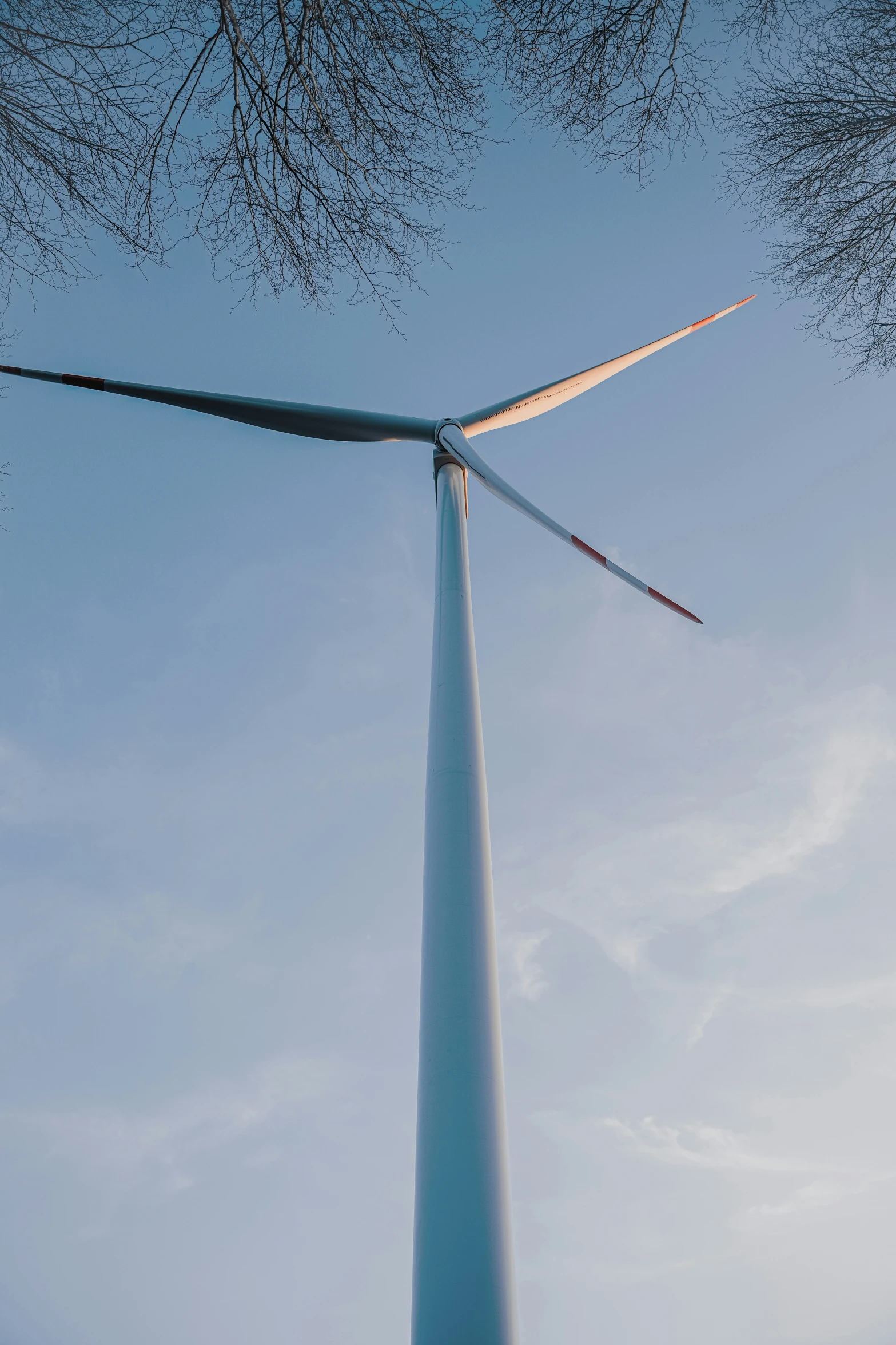 wind turbine against the blue sky during a sunny day