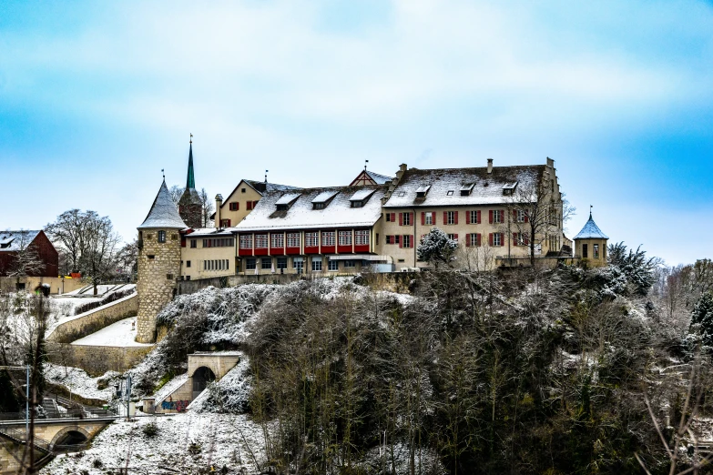 a castle in the middle of the winter