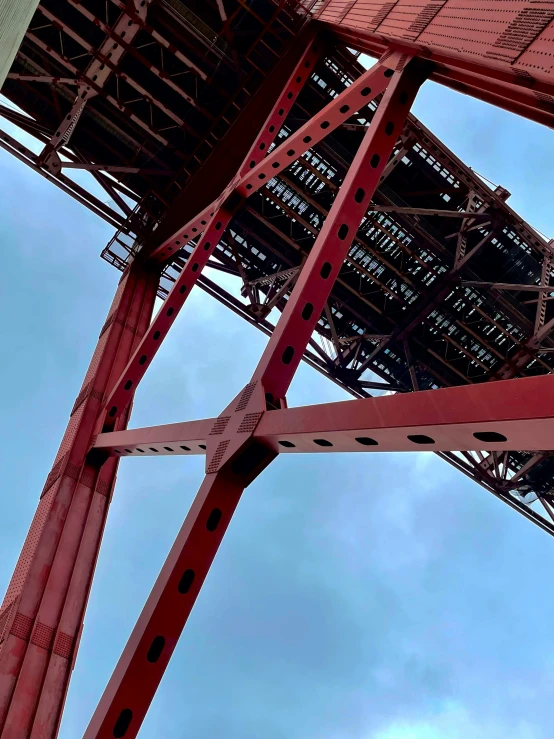 close - up view of a large structure against a blue sky