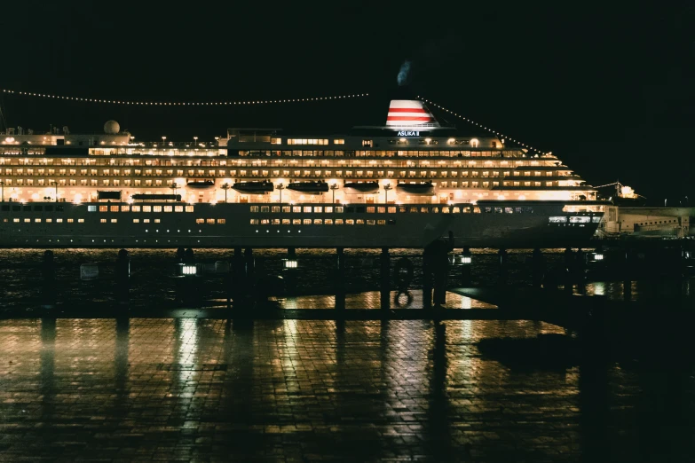 a big cruise ship that is in the water