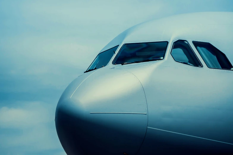 a close up of the cockpit section of an airplane