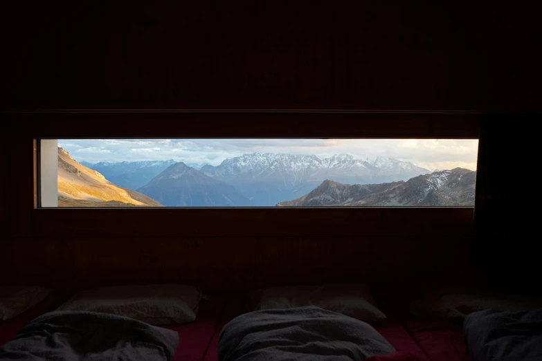 a view from the windows on some mountains