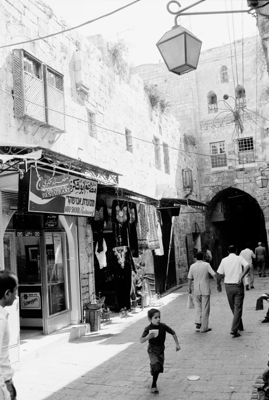 black and white image of a jewish jewish jewish street