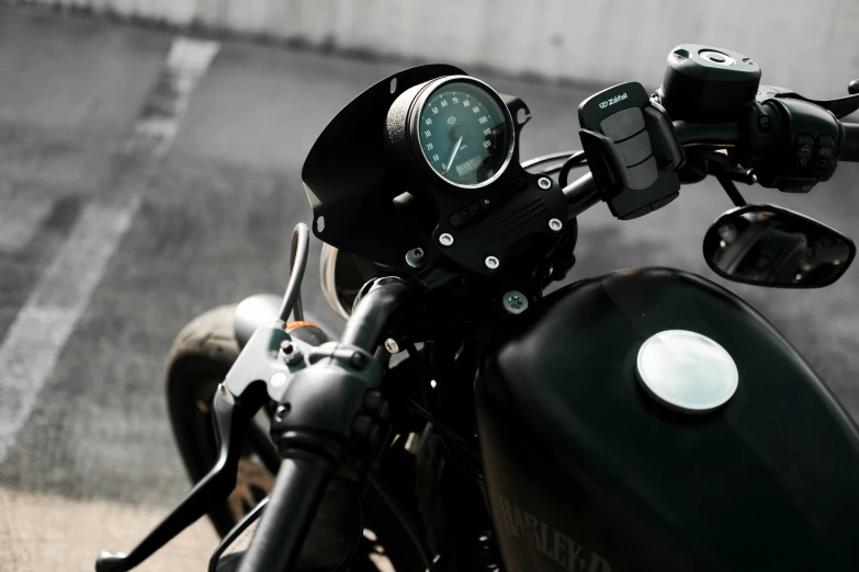 a motorcycle that has a gauge on it