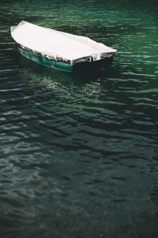 a small boat sitting in a body of water